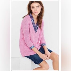 Express Pink V-Neck Knit Tunic Sweater | Size Small